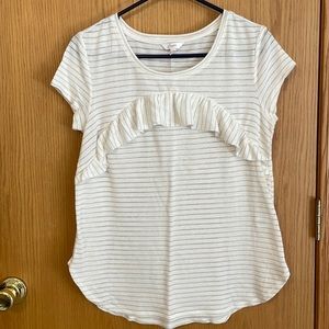 Short sleeved striped top white and gold